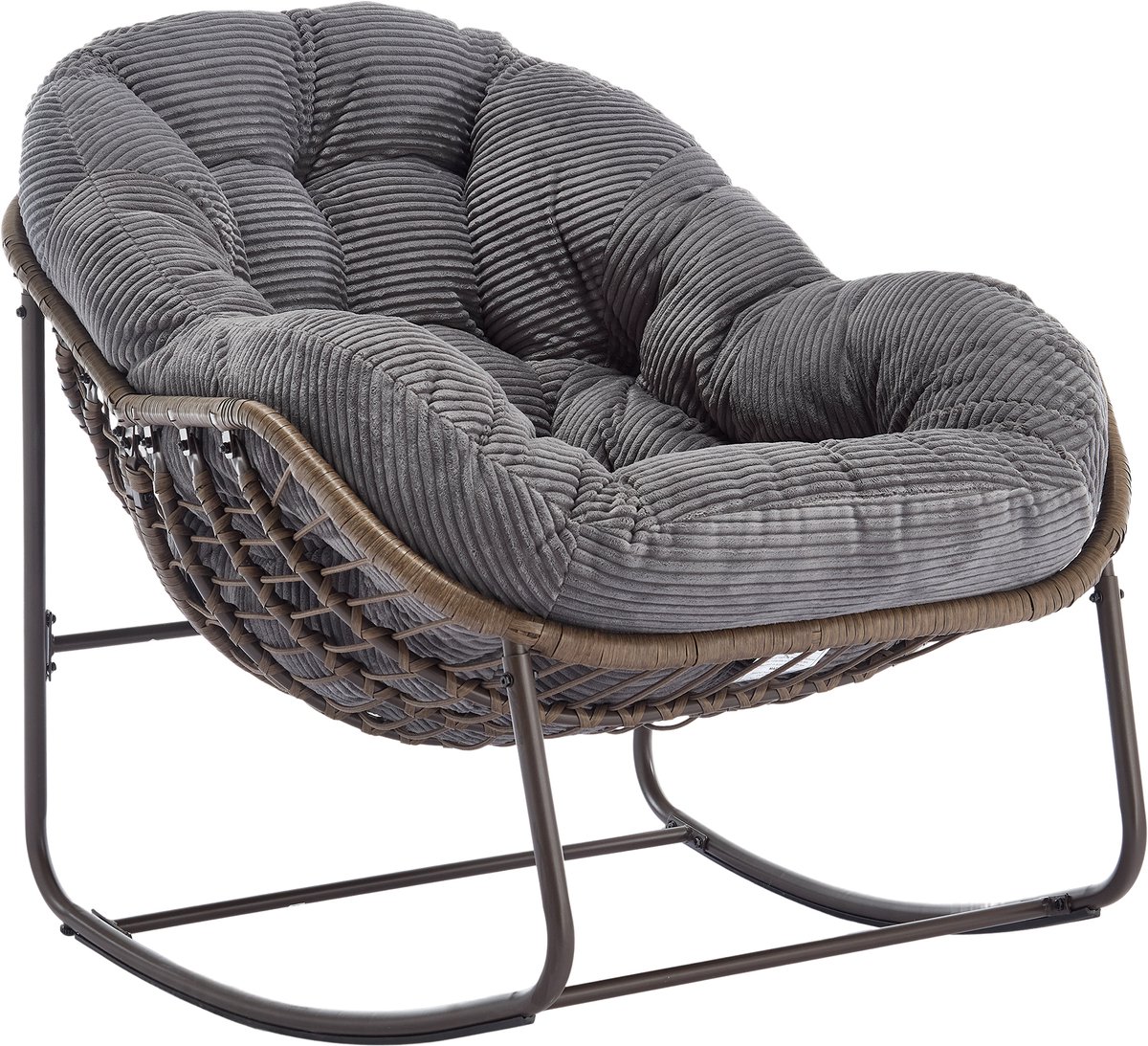 MUVANO Rattan Schommelstoel - Ei Stoel - Tuin Schommelstoel-Relaxstoel – Handgeweven – Ergonomisch – Weerbestendig - Stabiel - Buiten - 78x106x90cm- 1 Stuk-Grijs