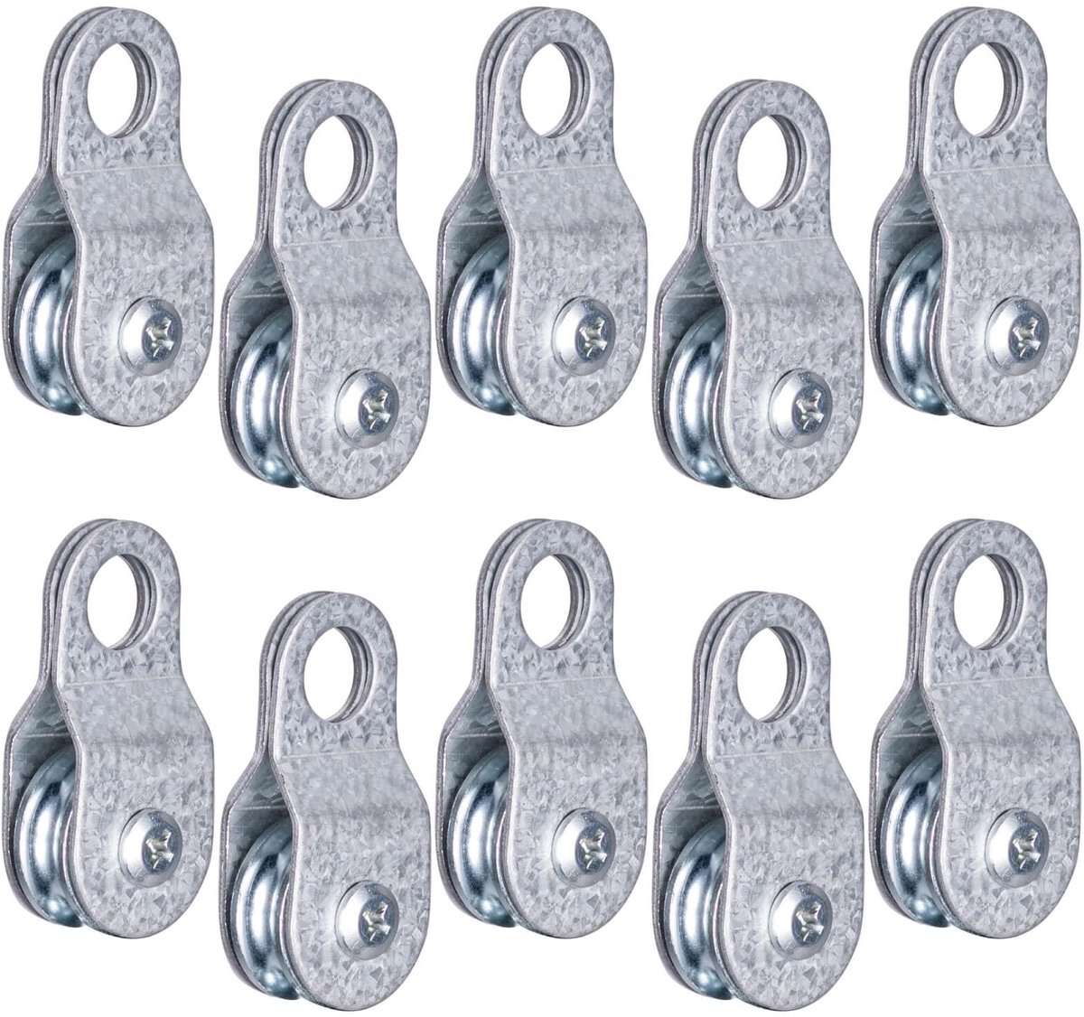SolidKeus - Pulley met 2 Kogellagers voor 6 mm Staal Kabel, 32 kg Laadcapaciteit, Set van 10