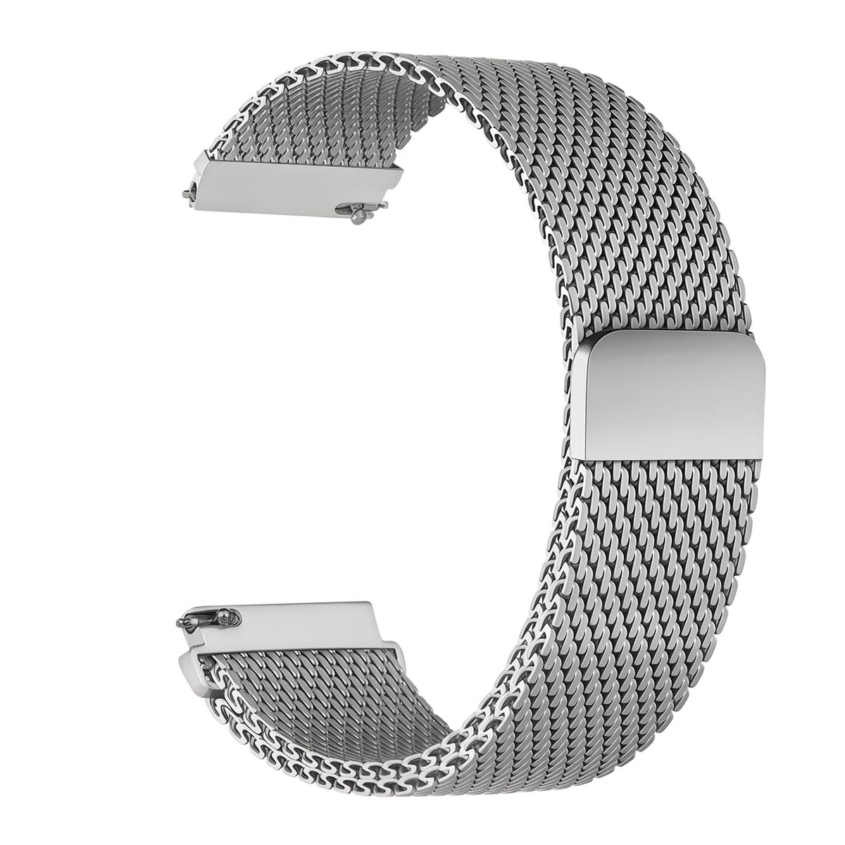SolidKeus - Verstelbare Metalen Magnetische Horlogeband 18mm, Zilver