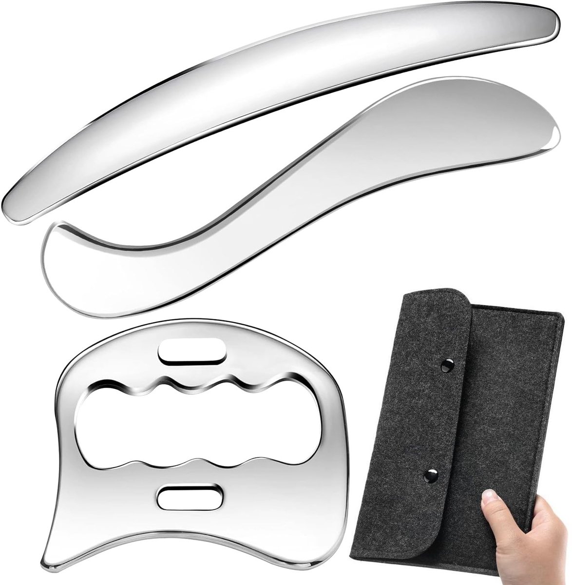 SolidKeus - Gua Sha Stalen 3-in-1 Scraper voor Spierontspanning