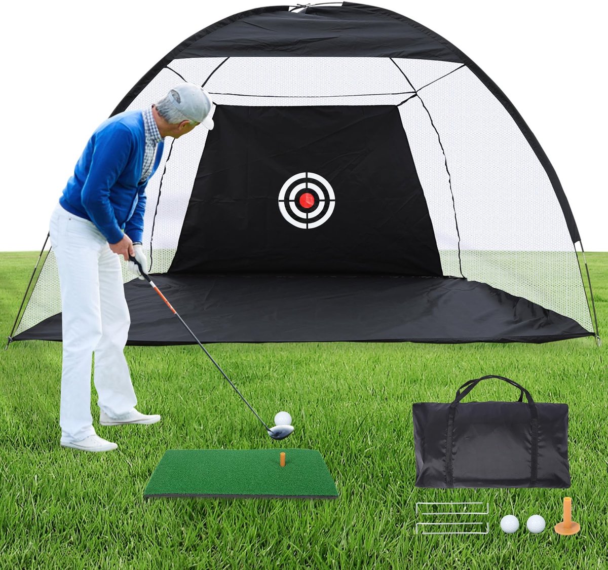 SolidKeus - Golftraining Net met Slagmat en Draagtas