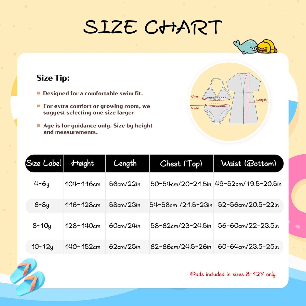 3-delige badpakset voor meisjes, bikiniset met cover-up voor zwemmen, 2-delig badpak en cover-up voor meisjes van 4-16 jaar