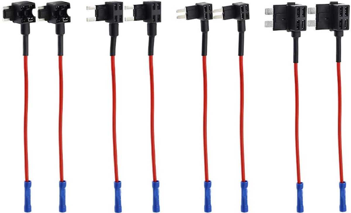 Zekeringafnemers, 16-delige standaard Add-a-Circuit-adapter voor auto’s, platte afnemer met piggyback-houder voor zekeringen voor vrachtwagens, auto’s en boten (medium, klein, micro, mini)