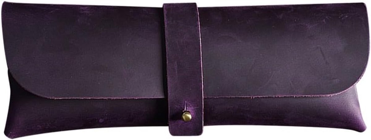 Leren pennenzak, retro-artikelen tas, organizer voor studenten, zakenmensen, volwassenen, kunstenaars (geschikt voor 22 pennen), Paars, 21 cm