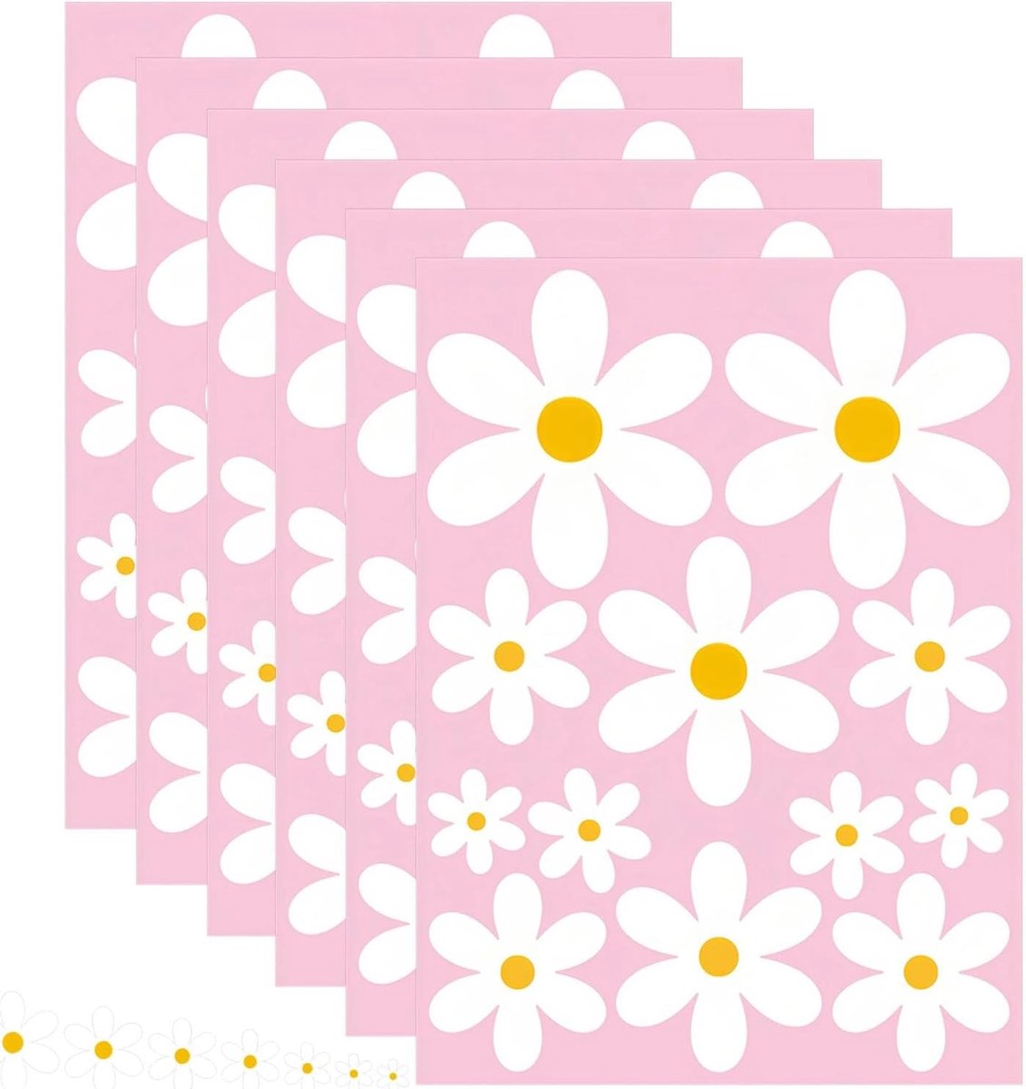 Raamstickers Madeliefjesvorm, Statisch | Madeliefjes Raamstickers Lente, Afneembaar, Herbruikbaar PVC, Dubbelzijdig, 72 Bloemen voor Kantoren & Cafés