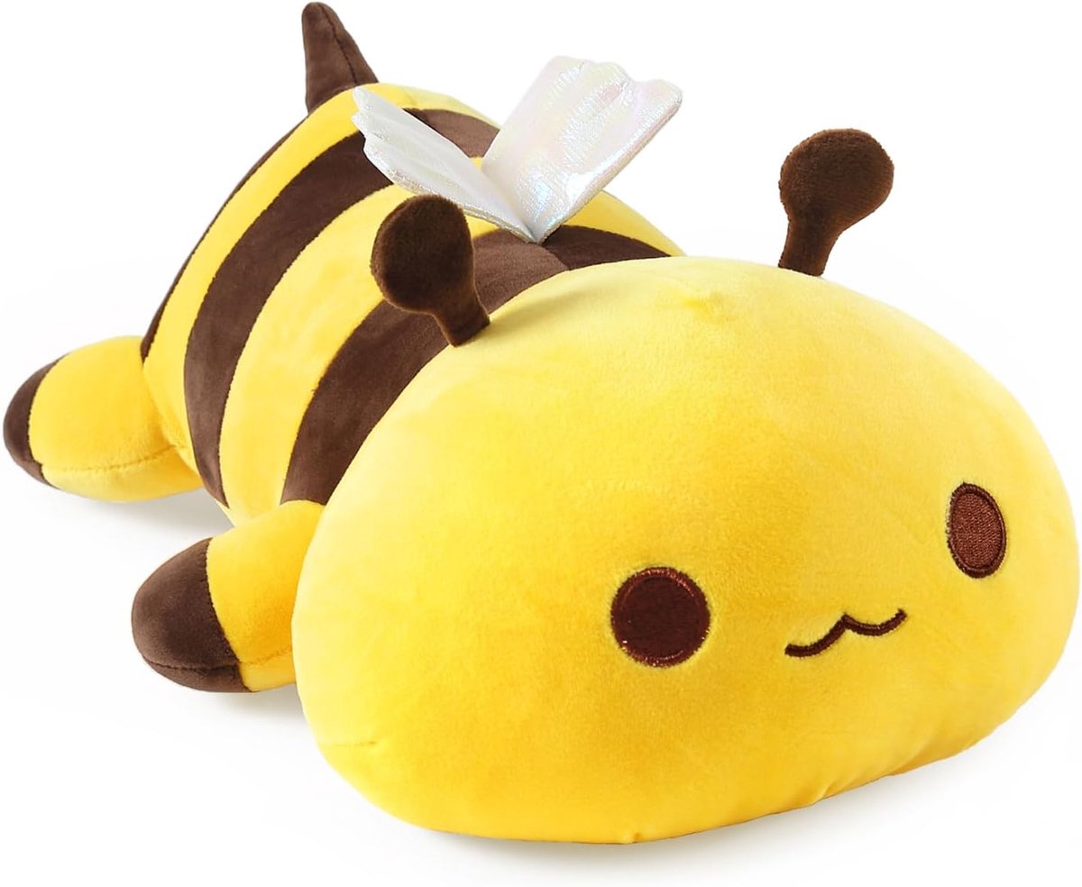 Shownicer Knuffeldier, bijen, knuffeldier, Kawaii bij, pluche kussen, speelgoed, bij sierkussen, cadeau voor kinderen, meisjes van 12 jaar, geel, 30 cm