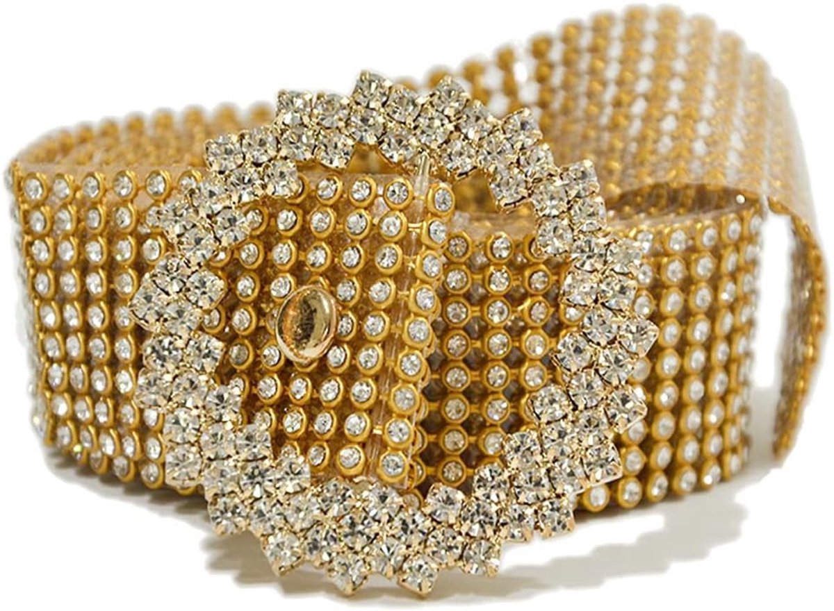 O-ring strass riem, diamant mode ketting voor maat, vrouwen, bruiloft, feest, eindejaarsbal, 120 cm, Goud, 120 cm