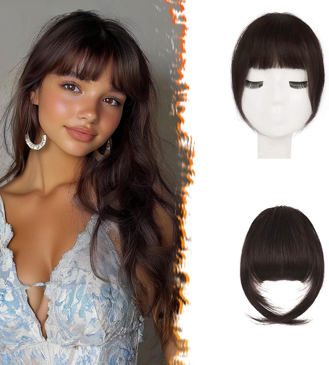 Clip in franje, 100% human hair extensions clip in Franse pony Nette pony met Tempels Clip op pony echt haar voor vrouwen natuurlijke kleur wasbaar/Dye-able