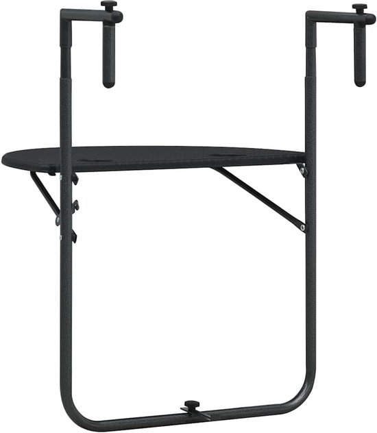 Hangend 60x64x83,5 cm rattan-look kunststof zwart opklapbaar weerbestendig met 3-standige hoogteverstelling voor drankjes bloempotten tuingereedschap — afbeelding 5