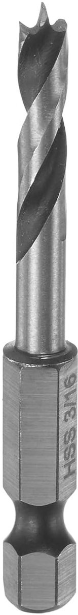 Brad Point boor 3/16 inch diameter 1/4 inch zeskantschacht boor stubby staal hoge snelheid werklengte 1,3 inch spiraalboor voor multiplex kunststof