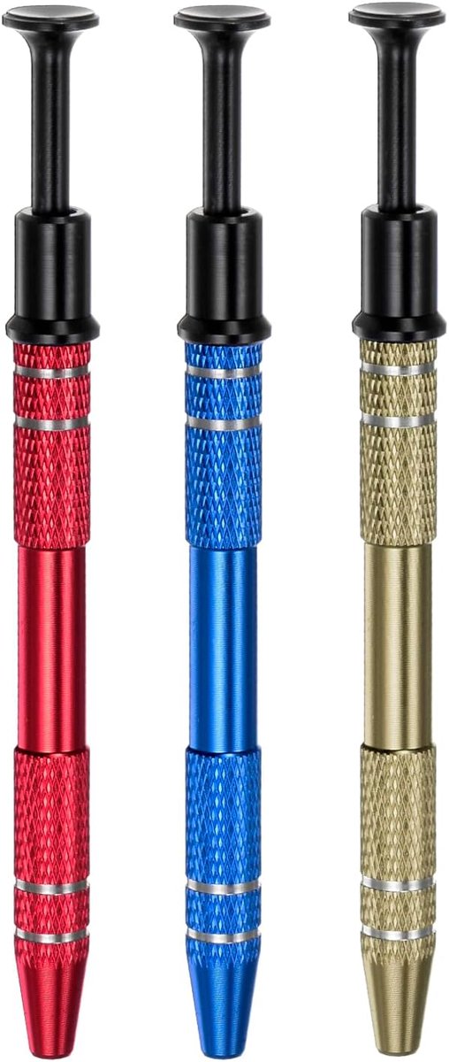 3 stuks 4-klauwen grijpgereedschap, kogelgrijper, roestvrij staal, juweliersgrijper, 4 tanden, grijper voor IC-chip, elektronische onderdelen, blauw/rood/bruin
