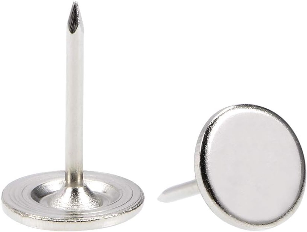Sourcing map 50 stuks. Gestoffeerde nagels punaises 11 mm x 17 mm platte kopnagels Pins zilverkleur 50 pieces Zilverkleurig