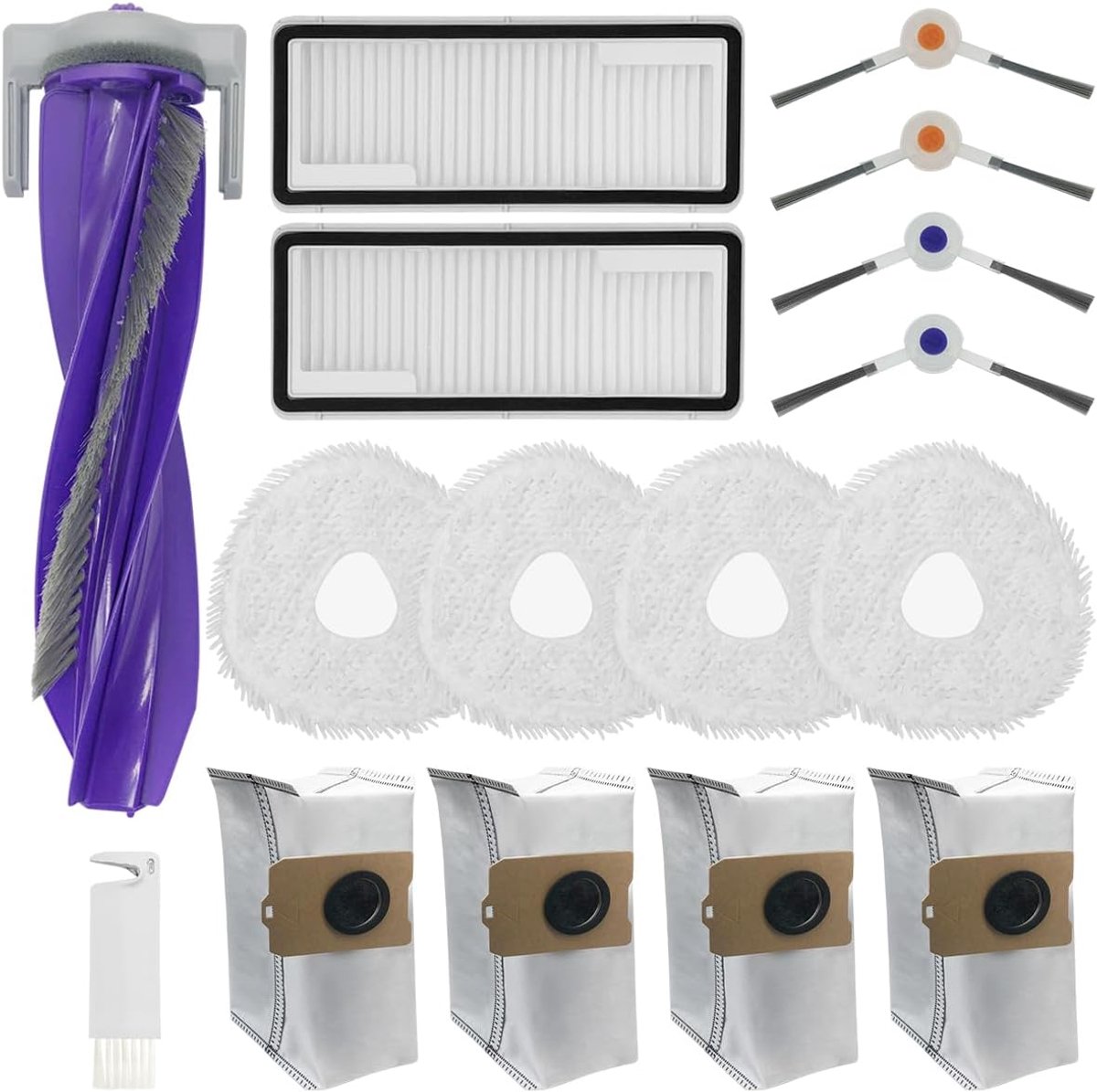 Reserveonderdelen voor Narwal Freo Z Ultra robotstofzuiger, accessoires met 1 rubberen borstel, 2 HEPA-filters, 4 dweilpads, 4 zijborstels, 4 stofzakken
