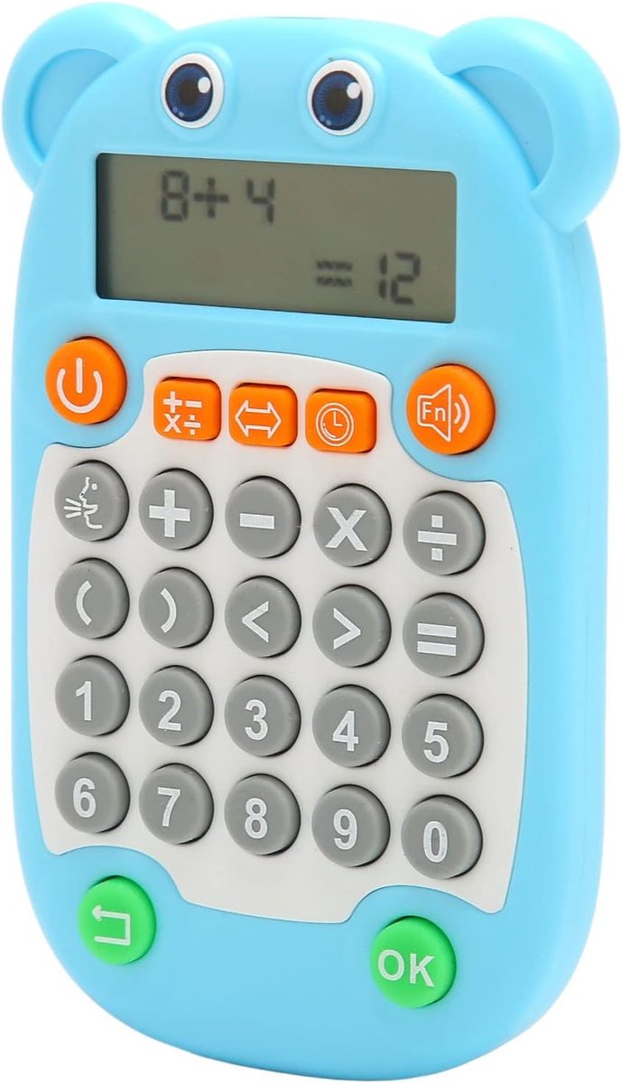 Wiskundig Spel voor Kinderen, Rekenkundig Oefenspeelgoed met Optellen, Aftrekken, Vermenigvuldigen, Divisie, Digitale Display Spraakprompt, USB C-lading, Cadeaus voor (Blauw)