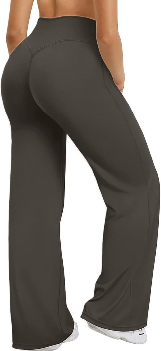 Yogabroek voor dames, leggings, hoge taille, elastische uitlopende vrijetijdsleggings, sportbroek, buikcontrole, vrijetijdsbroek, bootcut, leggings, workout, bootleg, fitnessbroek, joggingbroek