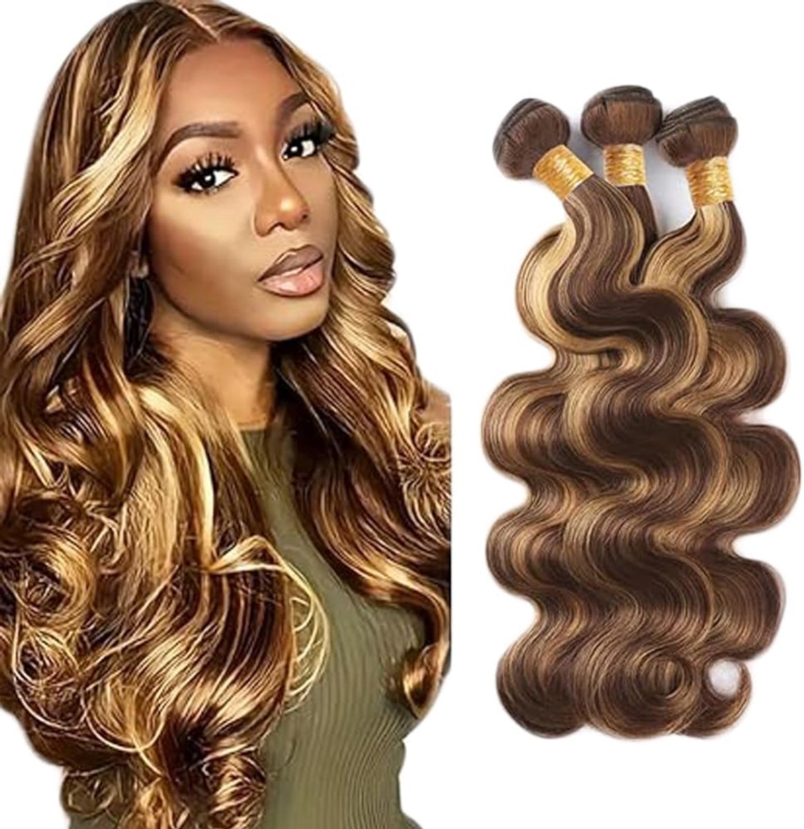 28 30 32 Inch #4/27 Highlight Blonde Bundles Human Hair Extensions Body Wave Brasilien Echthaar Unprocessed Brazilian Virgin Hair Weave 3 Bundles Total 300g For Waman