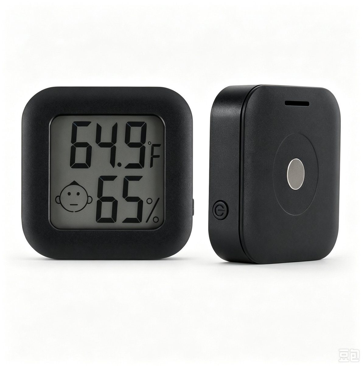 Mini Hygrometer - Thermometer Binnen - Temperatuur & Luchtvochtigheid - Comfortindicator - Magnetisch - Zwart