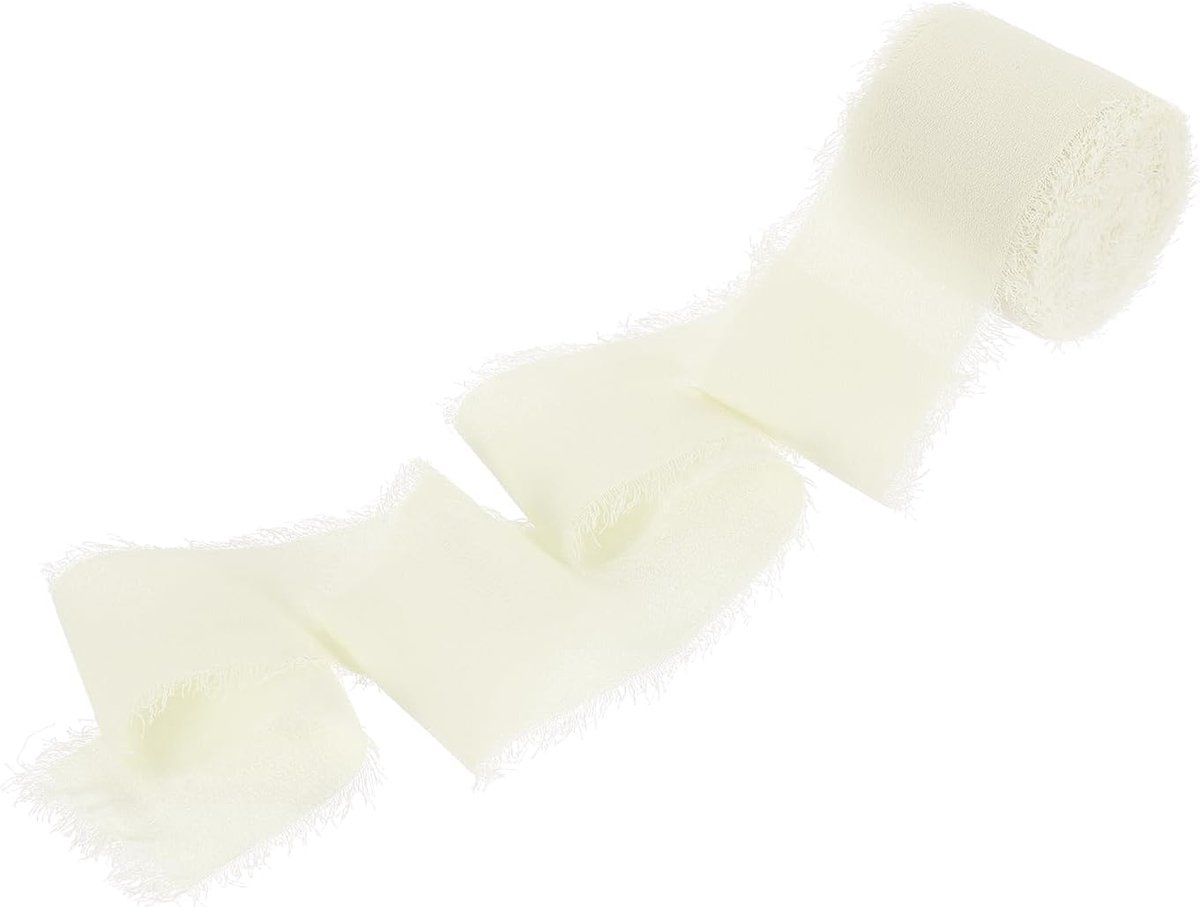 1,5 "x 13 m katoenen franjeslint, 1 rol handgemaakte gerafelde stof katoenen lint voor doe-het-zelf ambachten boeketten bruiloft decor geschenkverpakking, crème