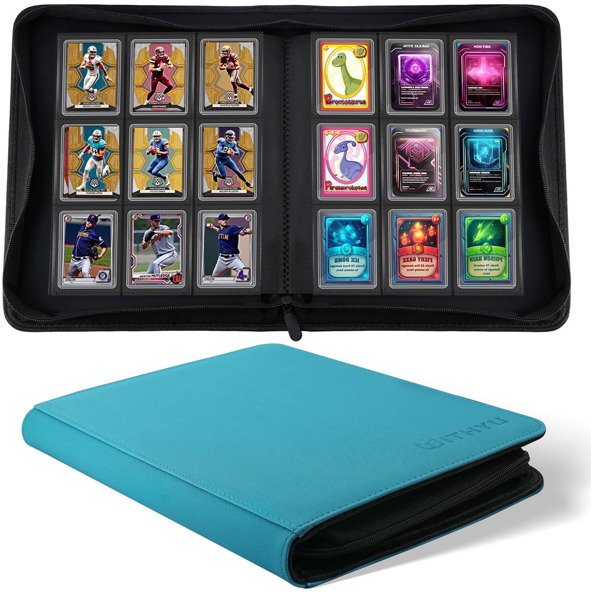 Omgoods - Toploader Binder voor 128 Kaarten met 9 Compartimenten