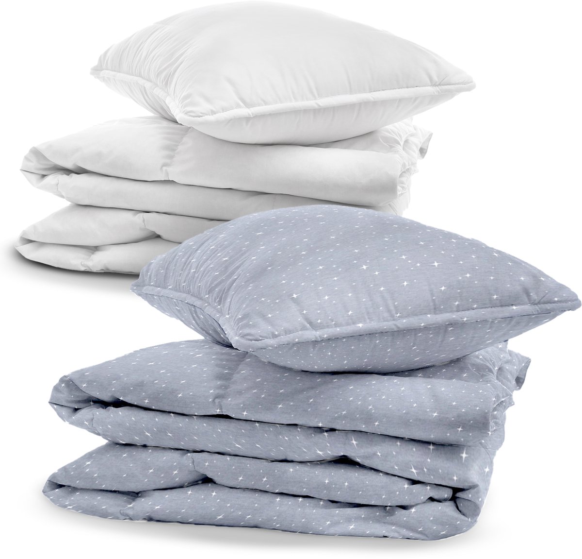 Baby Beddengoed Set met Dekbed en Kussen 90x120 cm + beddengoed – Compleet Dekbedovertrek & Kussensloop 40x60 Katoen met Rits – Jongen Meisje Peuter Kinderkamer Oeko-Tex Galaxy