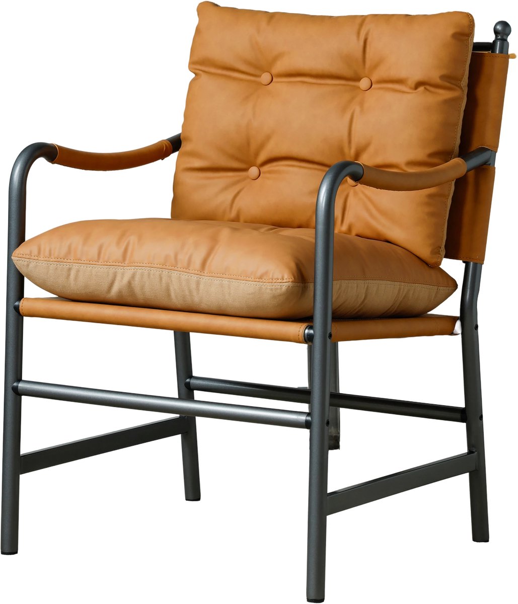 COVREO Fauteuil 59,9x62x89,9 cm bruin kunstleer, met metalen frame Brown
