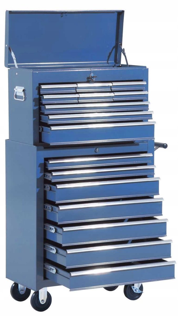 Gereedschapswagen Blauw met 16 Lades - 61,5x33x113 cm