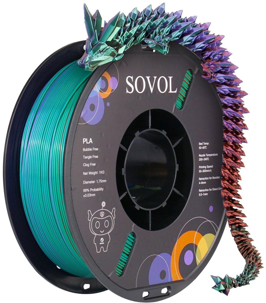 SolidKeus - Tricolor Silk PLA Filament 1.75mm voor 3D Printer