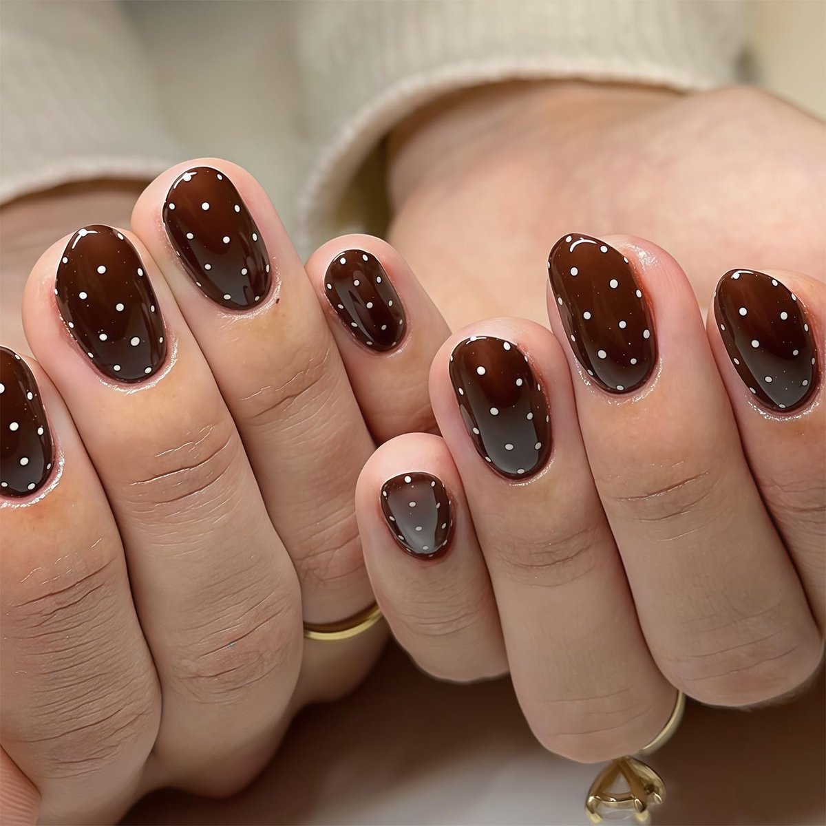 SolidKeus - Set van 24 Bruine Persnagels met Polkadot Design
