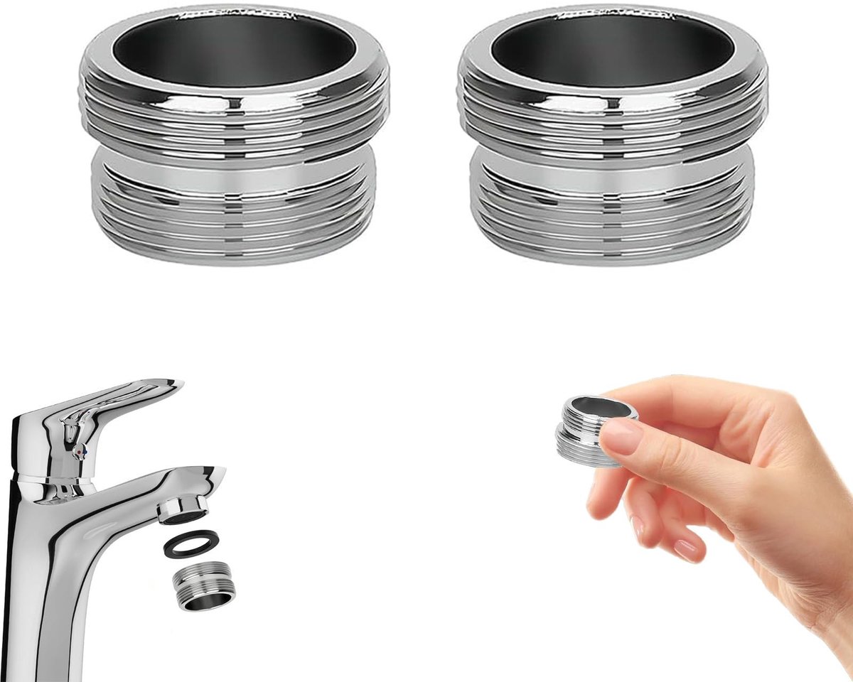 SolidKeus - Set van 2 RVS Wasserhahn Adapters M22 naar M24