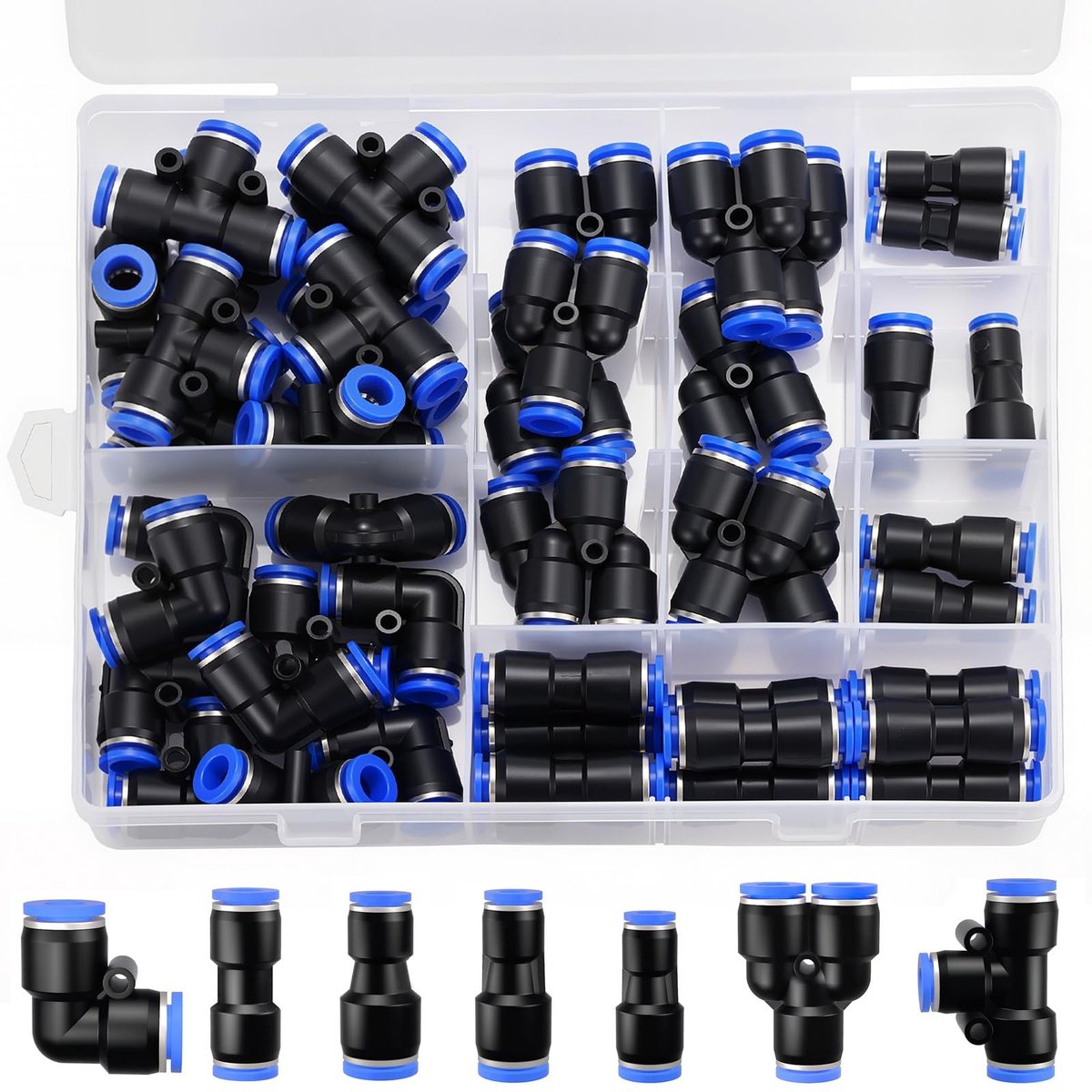 SolidKeus - 8mm Pneumatisch Quick-Push-in Aansluitset voor Luchtleidingen