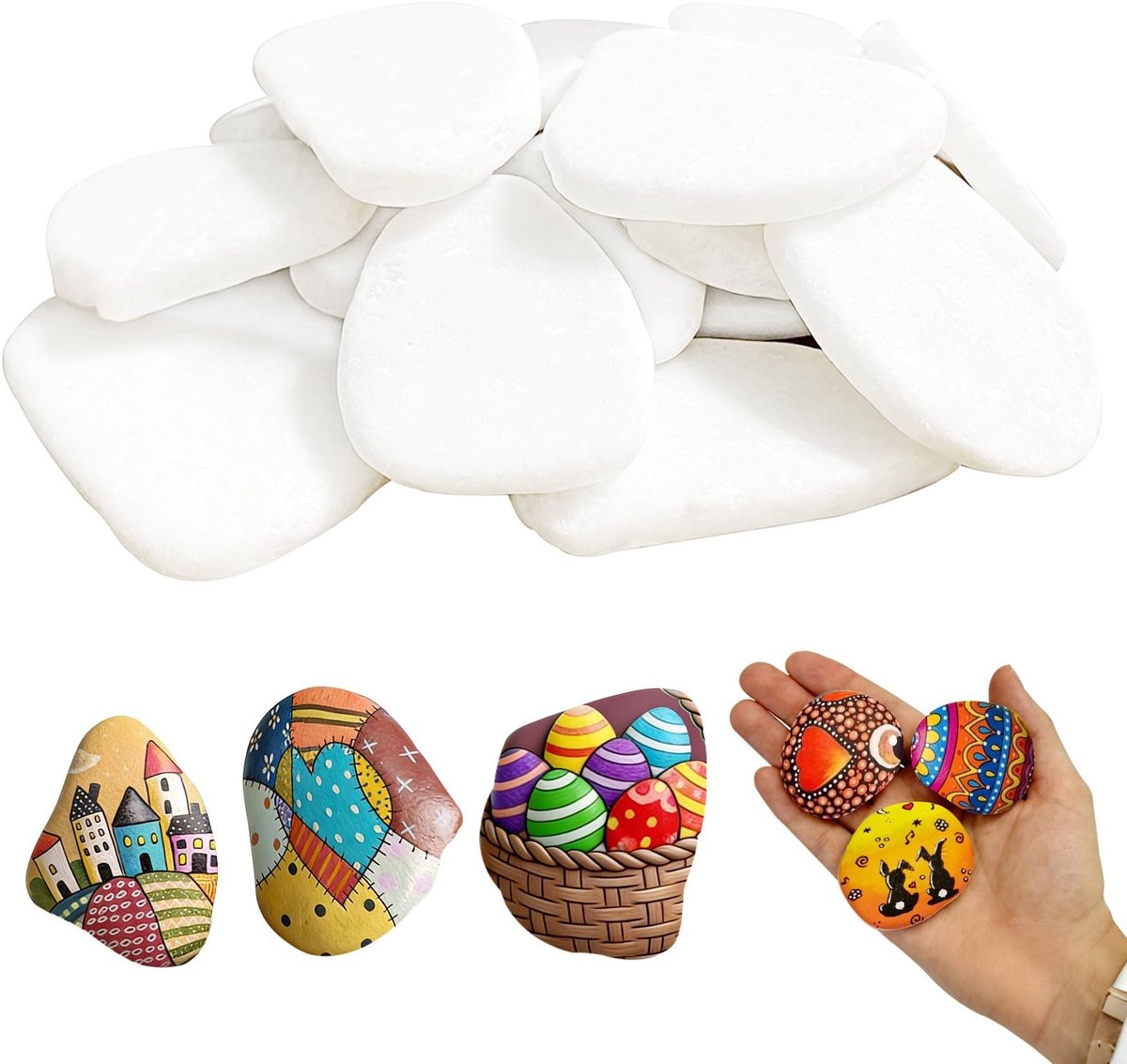 SolidKeus - Set van 12 Platte Verfstenen 5-8 cm