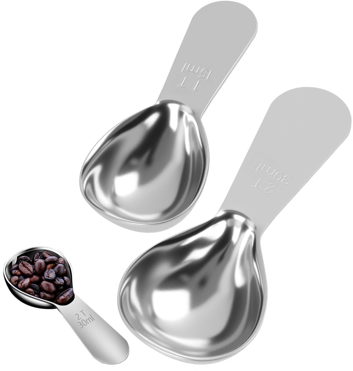 SolidKeus - Set van 2 RVS Maatlepels voor Koffie en Suiker