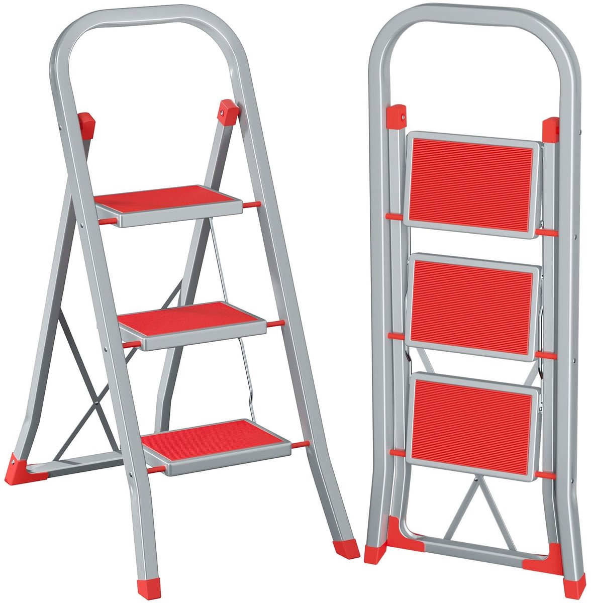 SolidKeus - Opvouwbare Steiger met 3 Treden en Antislip Pedalen