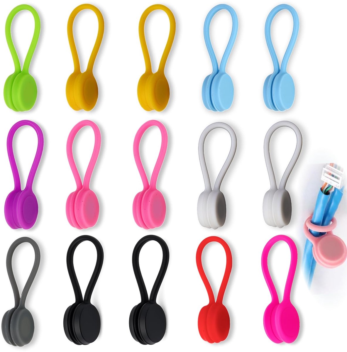 SolidKeus - Set van 15 Magnetische Silicone Kabelbinders
