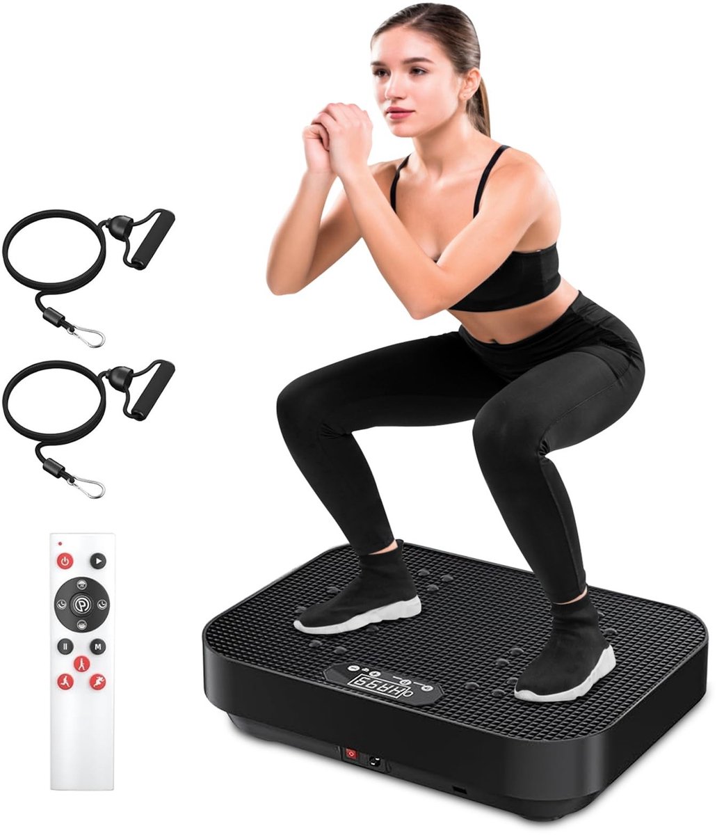 SolidKeus - Vibration Plate met 99 Intensiteitsniveaus en Trainingsbanden