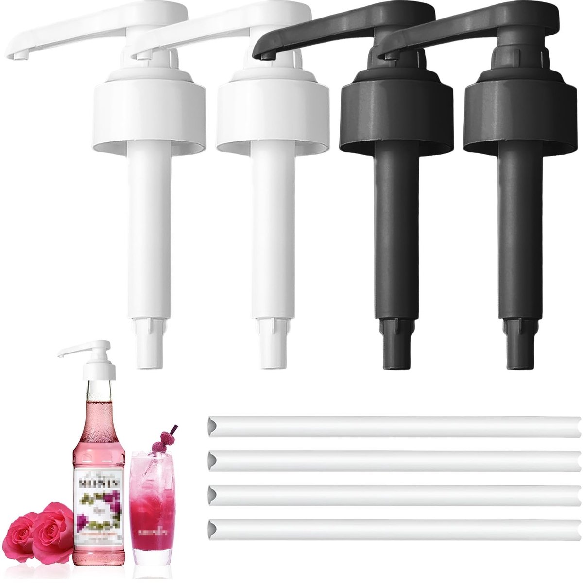 SolidKeus - Set van 4 Syrup Pompen voor 1L Flessen