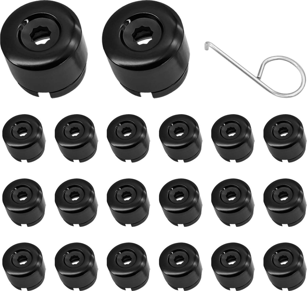 SolidKeus - Set van 20 Wielboutafdekkappen met Haken