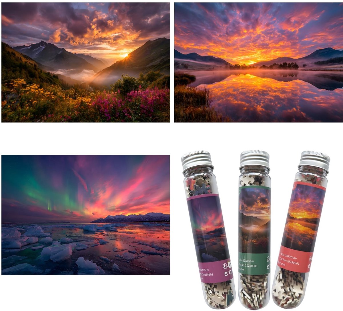SolidKeus - Set van 3 Mini Puzzels voor Volwassenen met 150 Stukken, Bergen en Meer