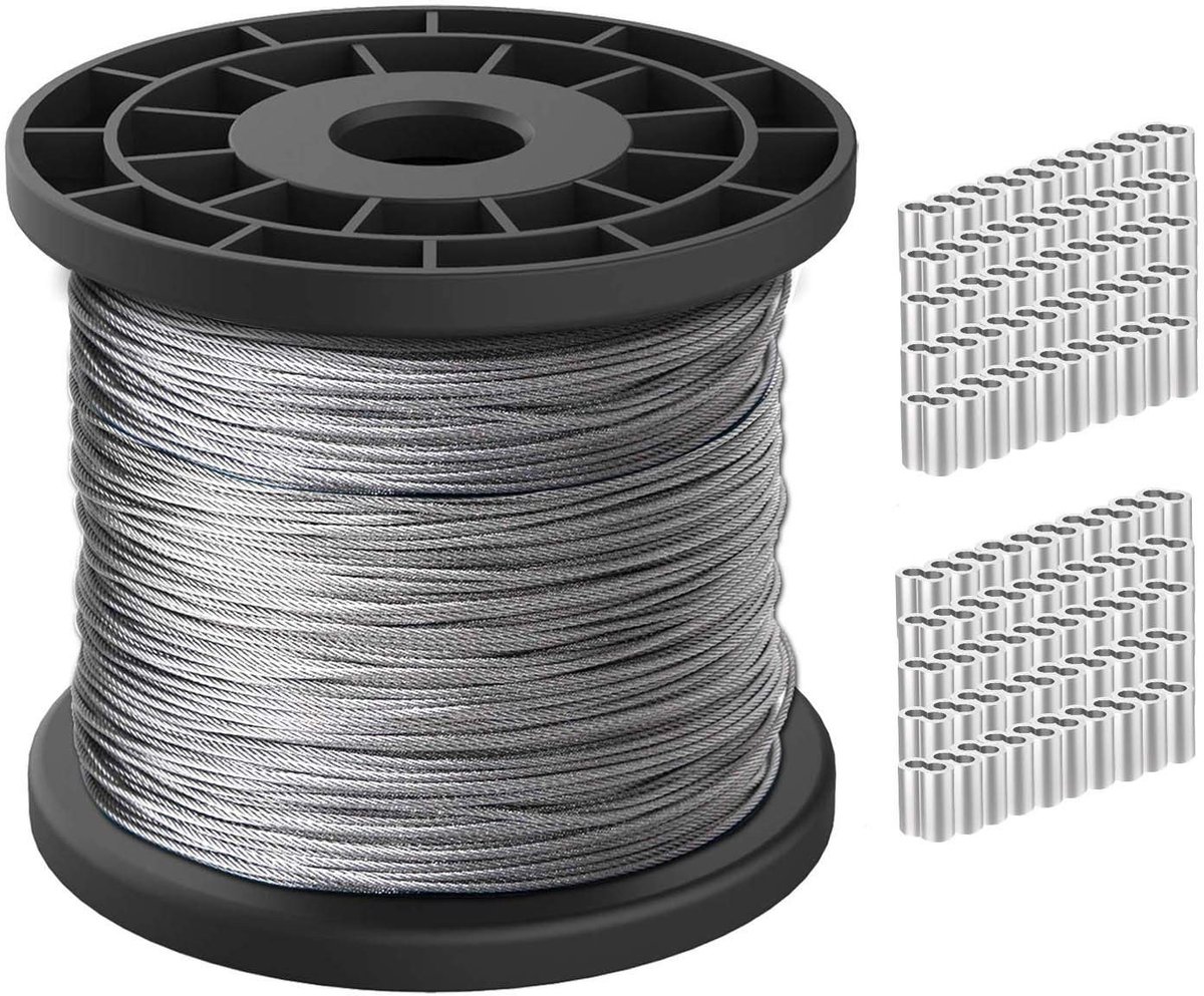 SolidKeus - 100 m RVS Kabel met Aluminium Klemmen