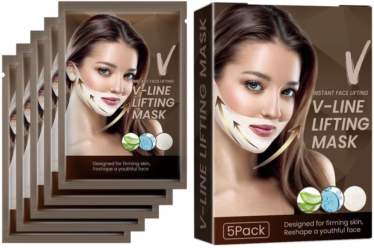 SolidKeus - V-lijn Liftend Gezichtsmasker, 5 Stuks