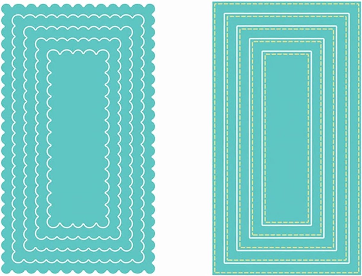 2 Stks Gestikte Mini Slim Line Stacklets Sint-jakobsschelp Vierkante Frames Metalen Snijmallen voor DIY Scrapbooking Embossing Stansnippers Ambachtelijke Kaarten Sjabloon Sjabloon Sjabloon Handgemaakte Kunst Decoratie Album Cardstock