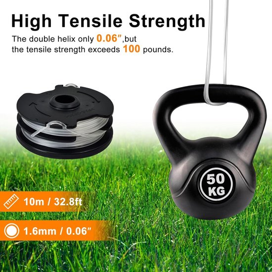 Spoelen voor LIDL Parkside, nylondraad vervangende spoel voor LIDL Parkside Trimmer grastrimmer PRT 550 A1, PRT 550 A2, PRT 550 A3, PRT 550 A5, PRTA 20-Li B2, PRTA 20-Li C3 (6 — afbeelding 3