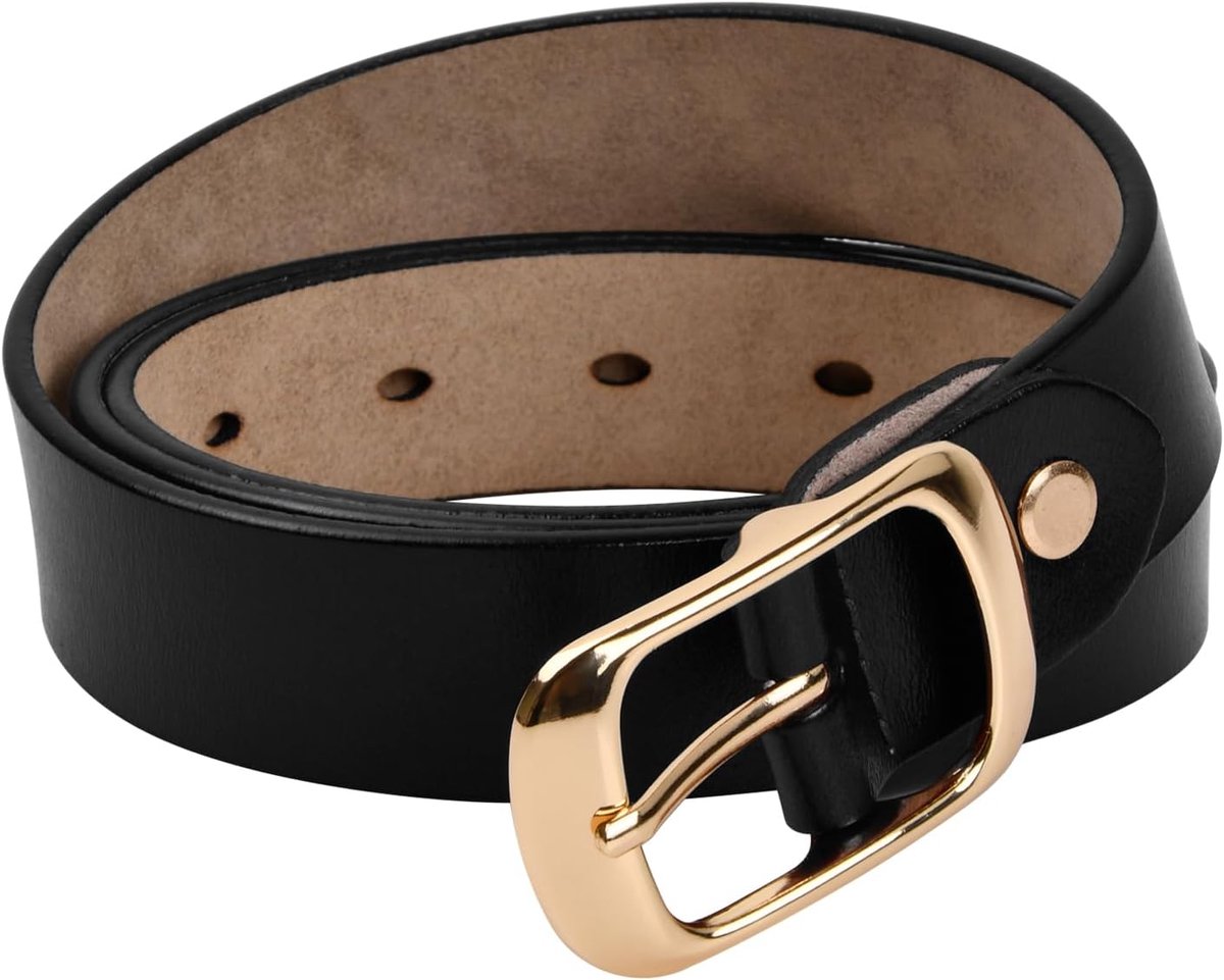 Damesriem, echt leren riem, geperforeerd, damesriem met gesp, casual leren riem voor jeans, broeken, jurken mode