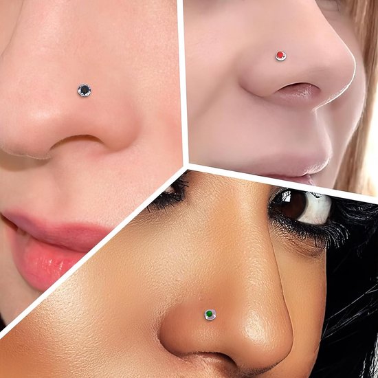 10 stuks lippiercings van roestvrij staal, lippiercings, lichaamsring, kraakbeen, tragus, 16 gauge, 10 kleuren — afbeelding 2