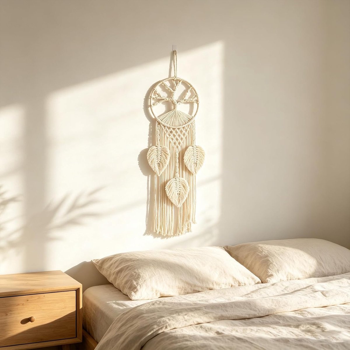 Levensboom dromenvanger macramé, macramé, wandbehang, 20 x 80 cm, dromenvanger boho, handgeweven boho wanddecoratie van katoen, wanddecoratie voor thuis, woonkamer, slaapkamer