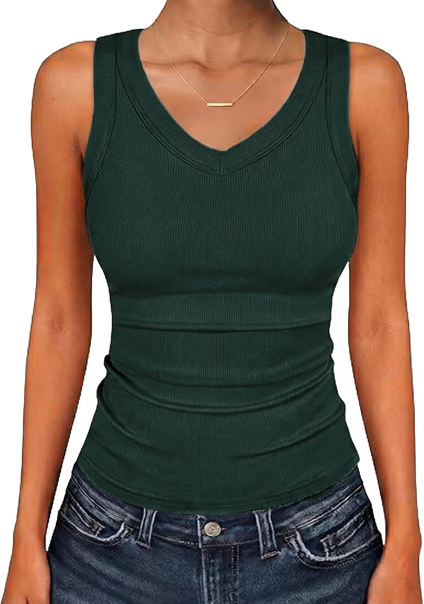 Tanktop dames blouse dames zomer bovendeel V-hals mouwloos shirt