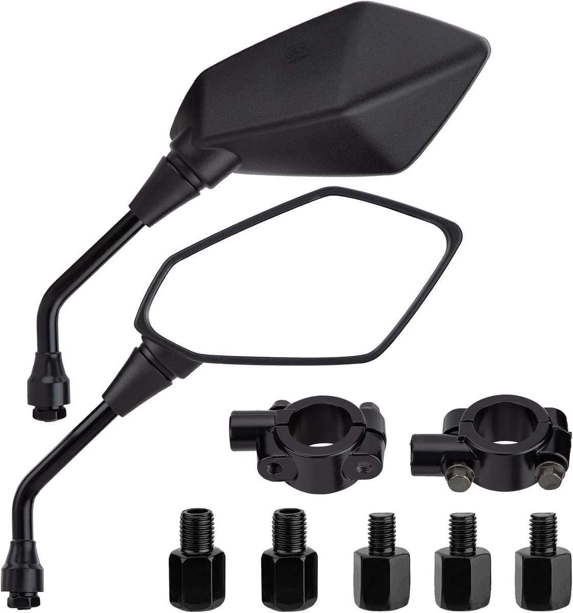 Zijspiegels voor motorfiets, stuur, universeel | 7/8 inch spiegels voor scooter, motorfiets, quad, ATV, stuurdoppen, schroefdraadbouten M8 en M10
