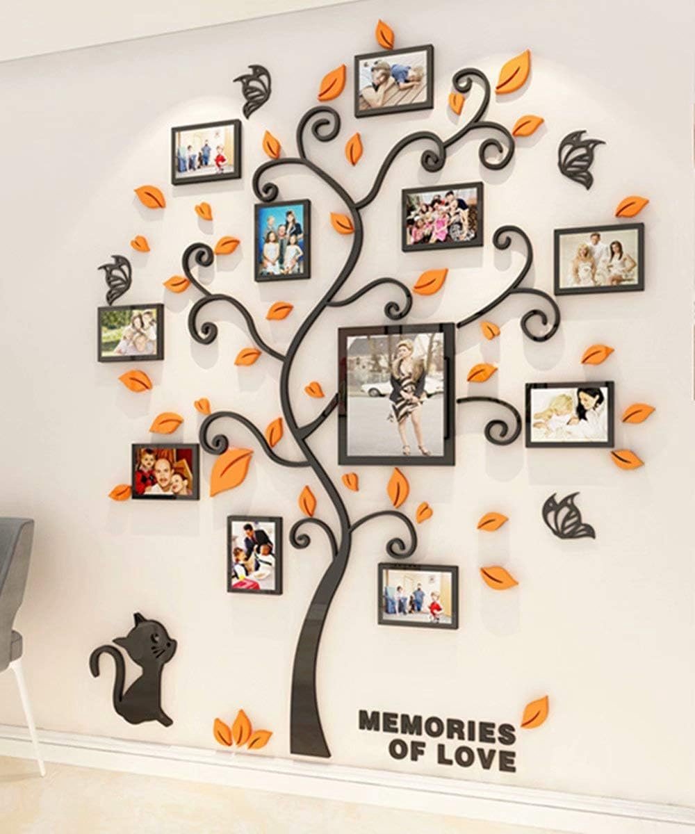 Muurstickers - 3D Woonkamer Wanddecoratie Acryl Bedroom Muursticker Kunst Thuis Wall Decoration Wall Stickers (Oranje, XL:156 * 190cm)