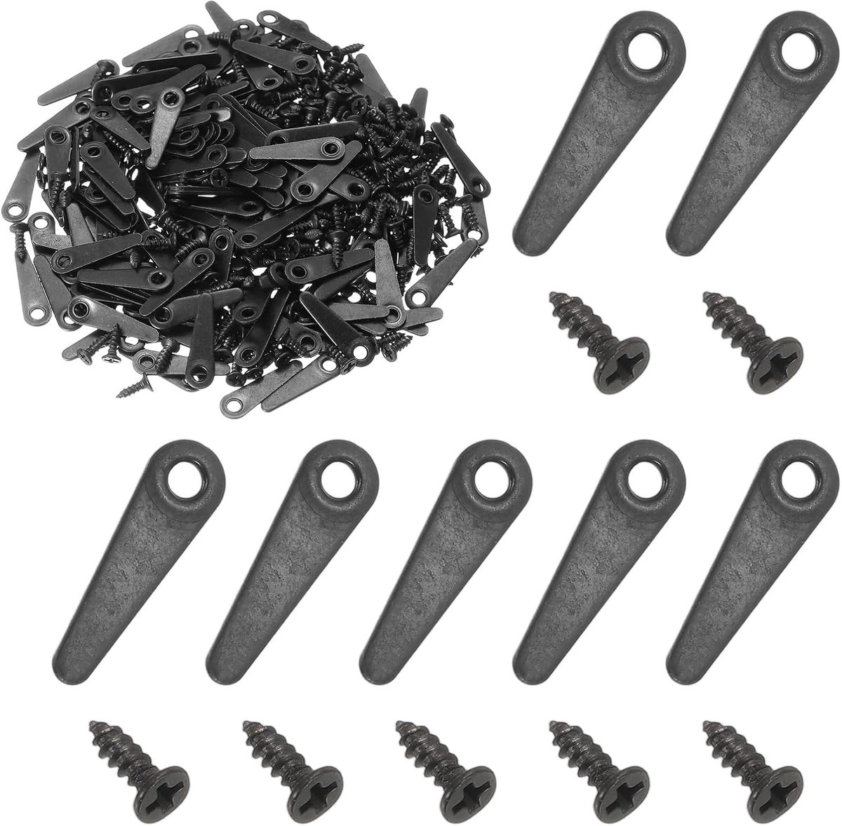 200 stuks clips voor fotolijsten, 0,83 inch pijlvormige haken voor fotolijsten met 200 stuks schroeven voor het ophangen van foto's tekeningen, zwart in pijlvorm