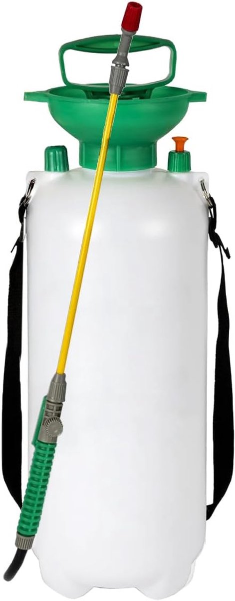 Handmatige druksproeier voor de tuin, druksproeier voor pesticiden, fungiciden en meststoffen, 8 liter, verstelbare sproeikop, tank diameter 19 cm, hoogte 54 cm, lans hoogte 40 cm
